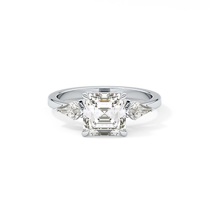 Emerald Solitaire Lab Grown Diamond Engagement Ring