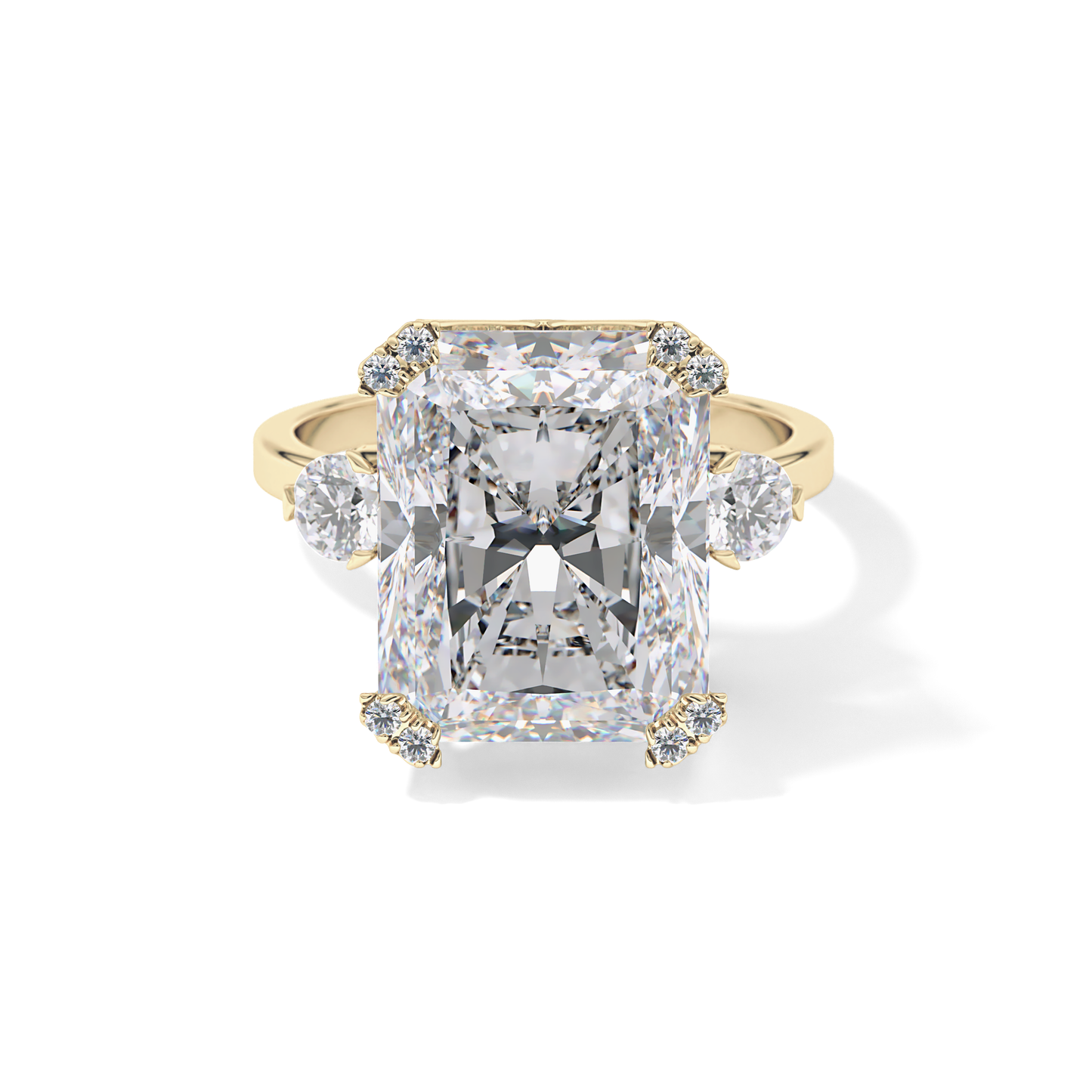 Radiant Three Stone Lab Grown Diamond Engagement Ring