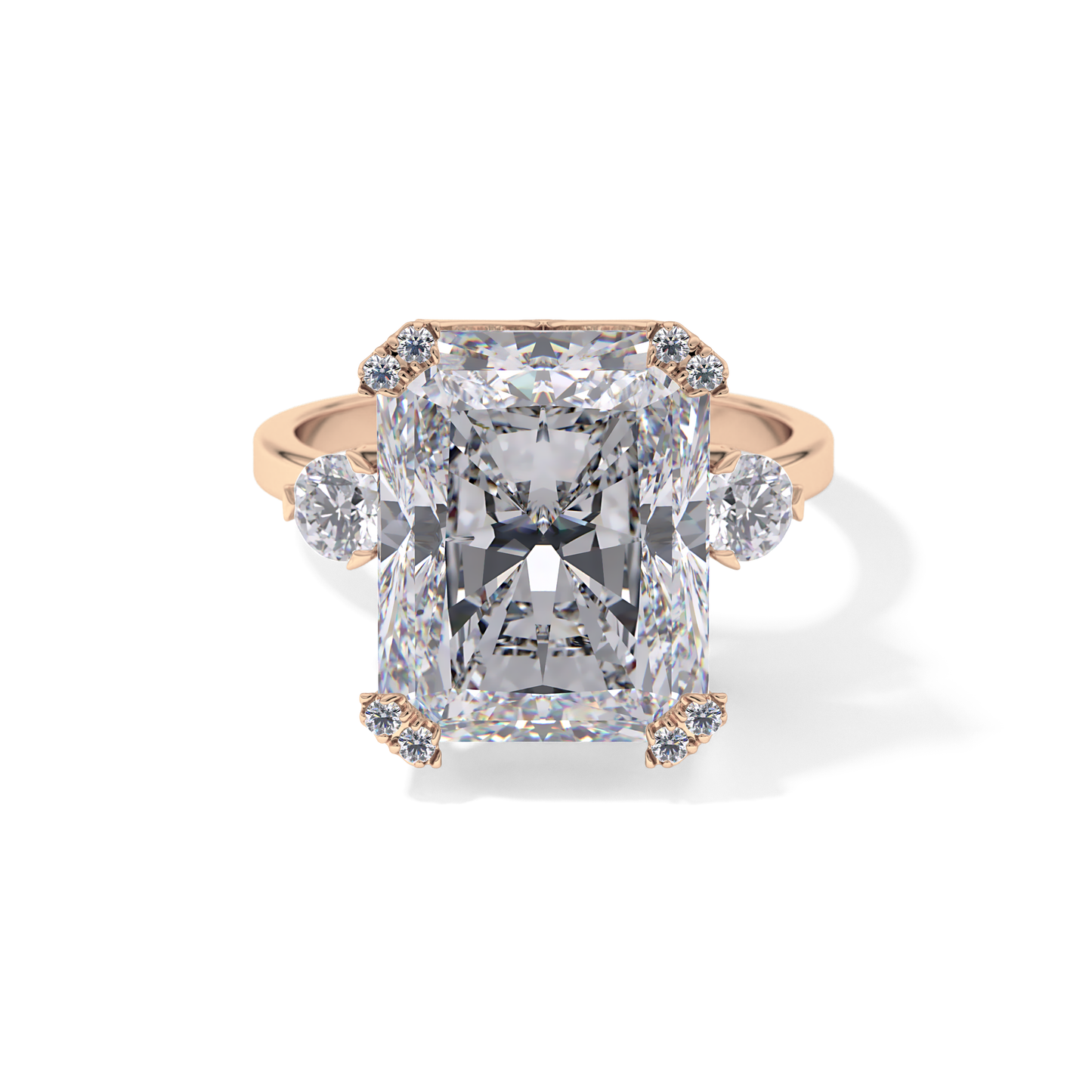 Radiant Three Stone Lab Grown Diamond Engagement Ring