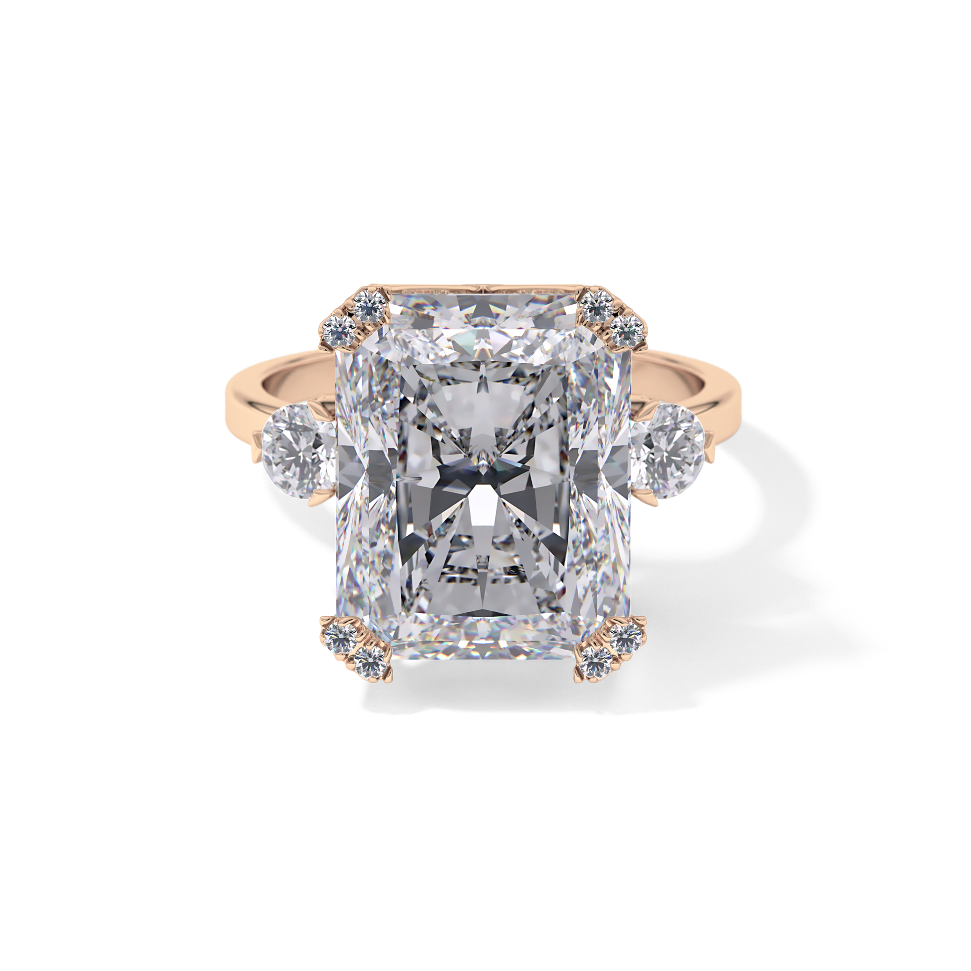 Radiant Three Stone Lab Grown Diamond Engagement Ring