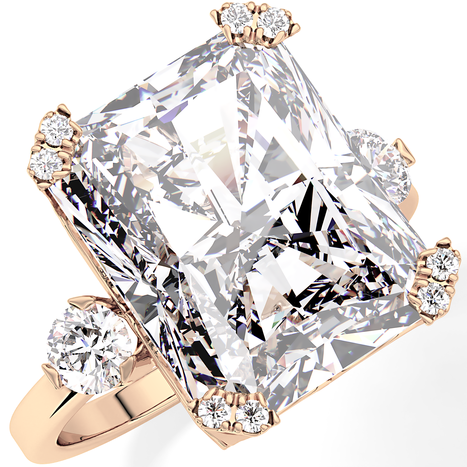 Radiant Three Stone Lab Grown Diamond Engagement Ring