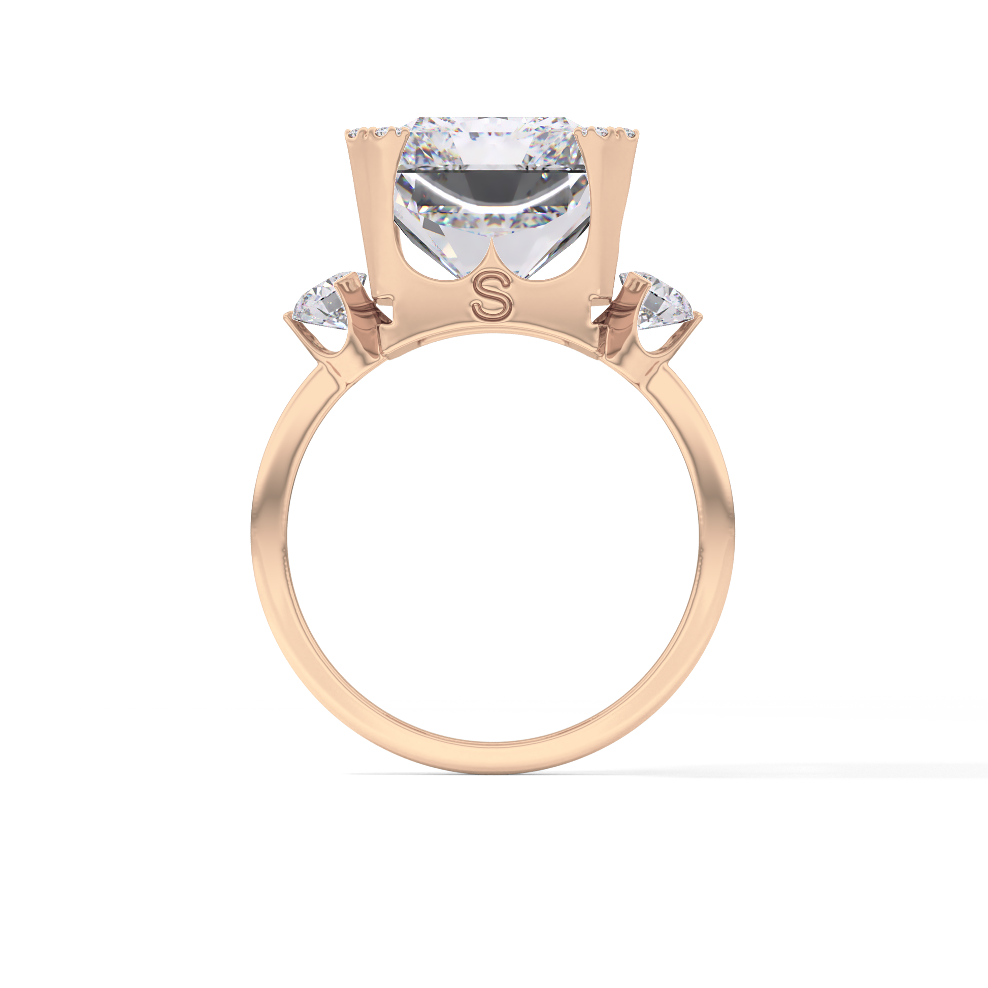 Radiant Three Stone Lab Grown Diamond Engagement Ring
