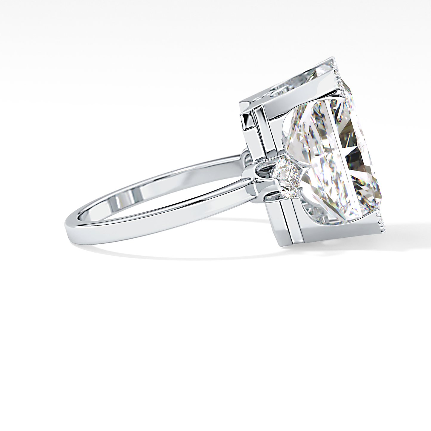 Radiant Three Stone Lab Grown Diamond Engagement Ring