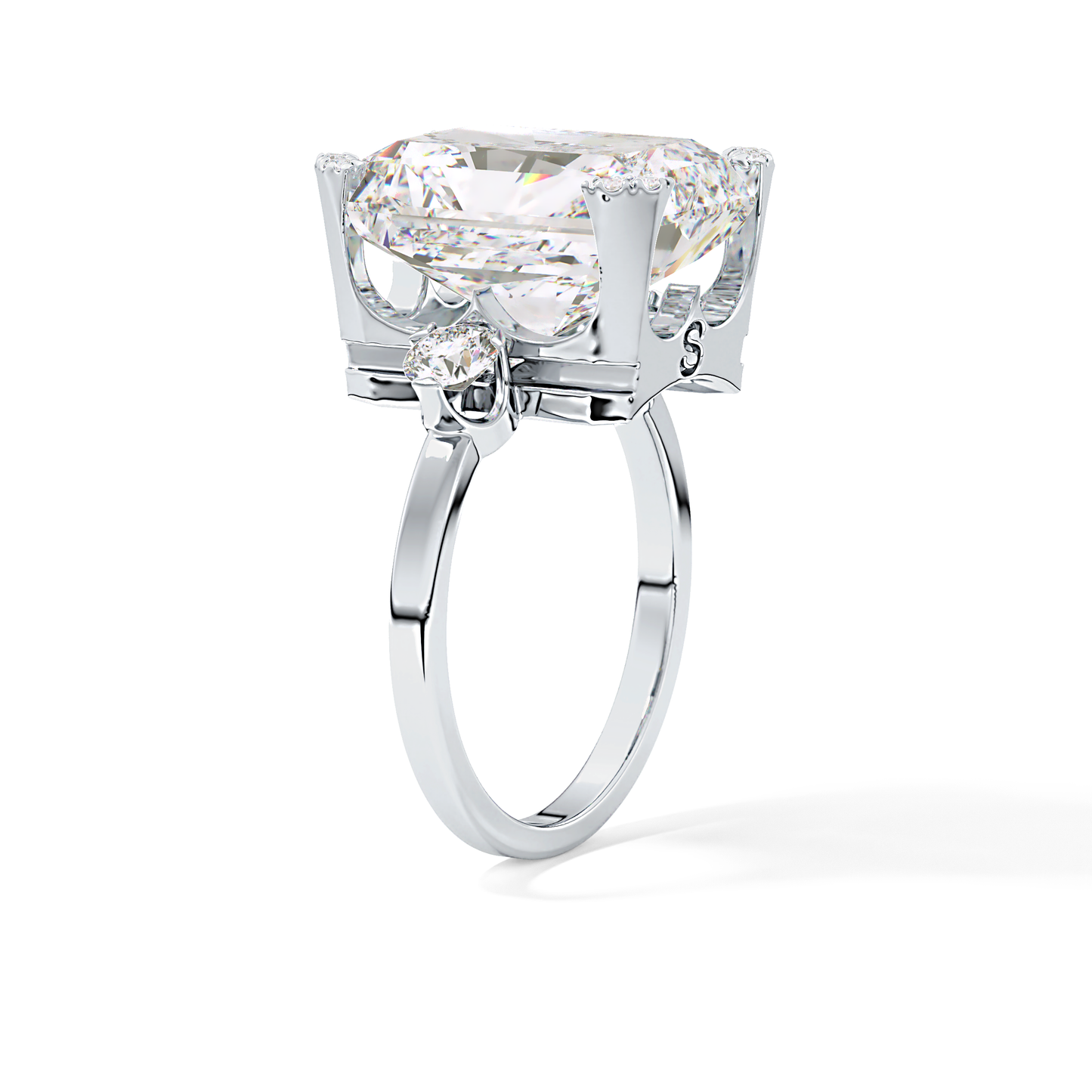 Radiant Three Stone Lab Grown Diamond Engagement Ring