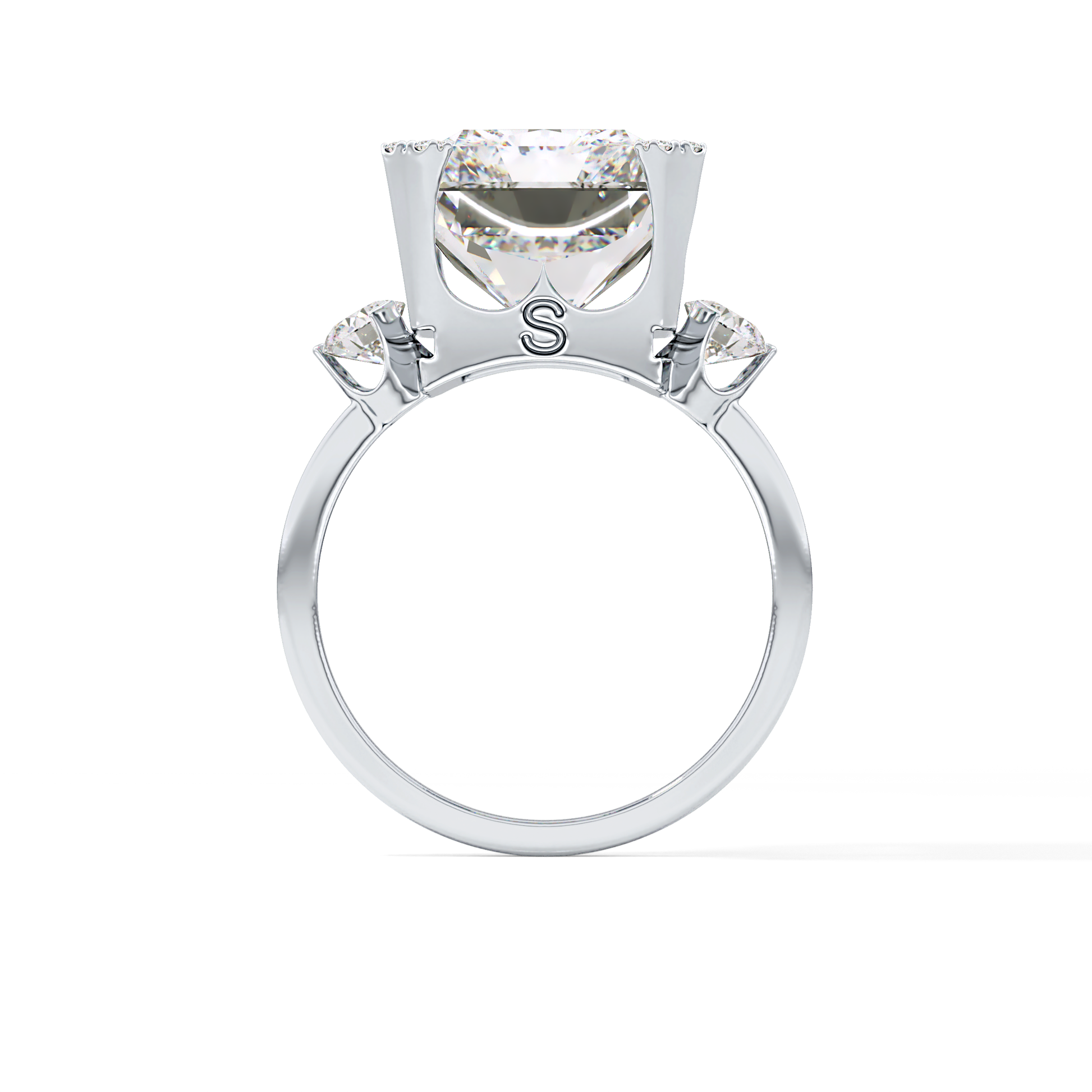 Radiant Three Stone Lab Grown Diamond Engagement Ring