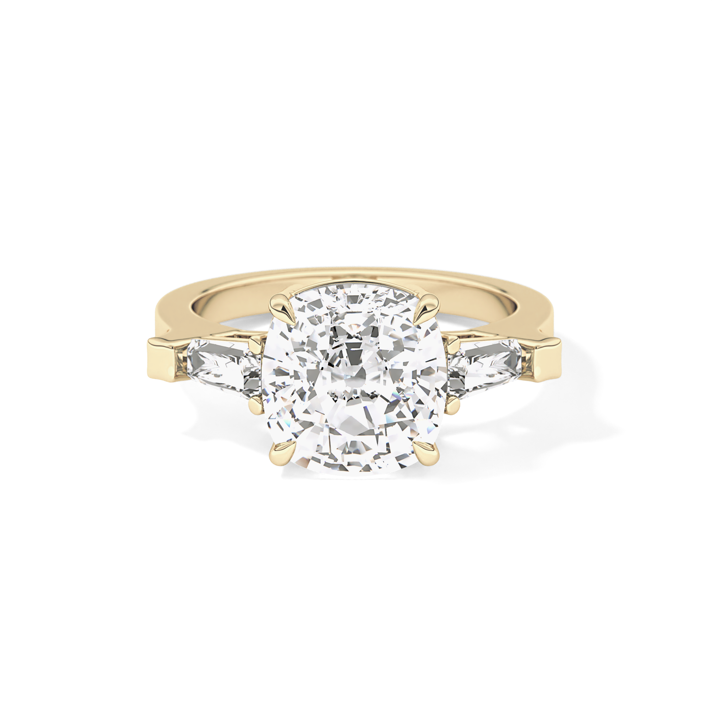 Cushion Three Stone  Lab Grown Diamond Engagement Ring