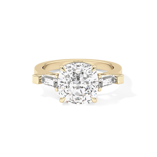 Cushion Three Stone  Lab Grown Diamond Engagement Ring