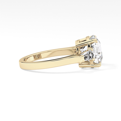 Cushion Three Stone  Lab Grown Diamond Engagement Ring
