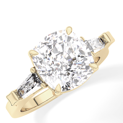 Cushion Three Stone  Lab Grown Diamond Engagement Ring