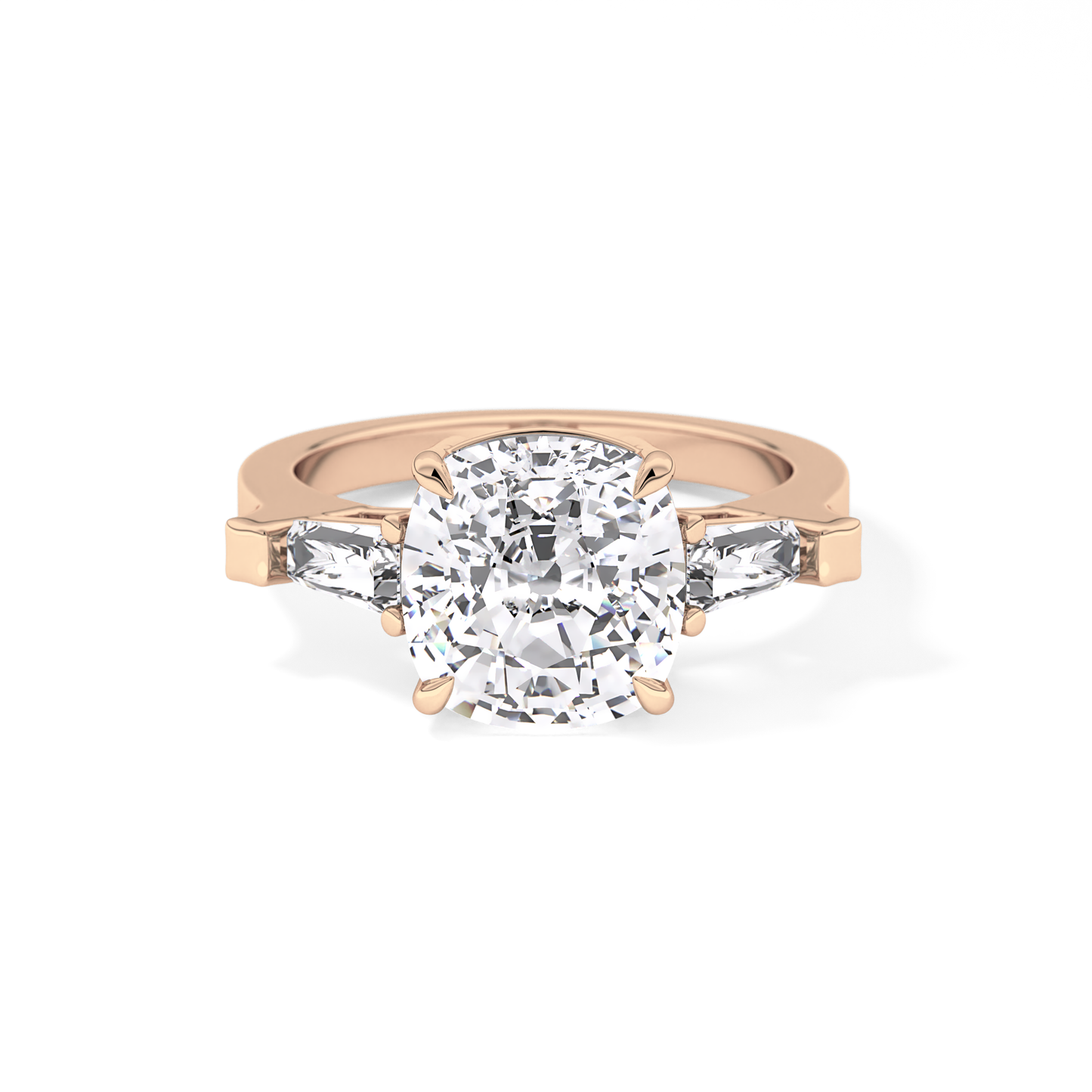 Cushion Three Stone  Lab Grown Diamond Engagement Ring