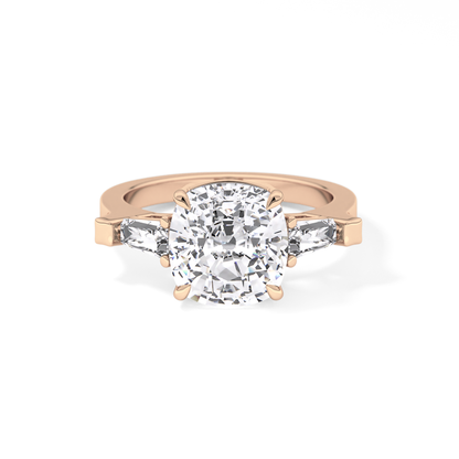 Cushion Three Stone  Lab Grown Diamond Engagement Ring