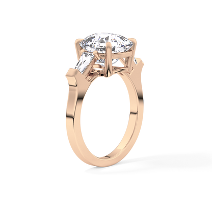Cushion Three Stone  Lab Grown Diamond Engagement Ring