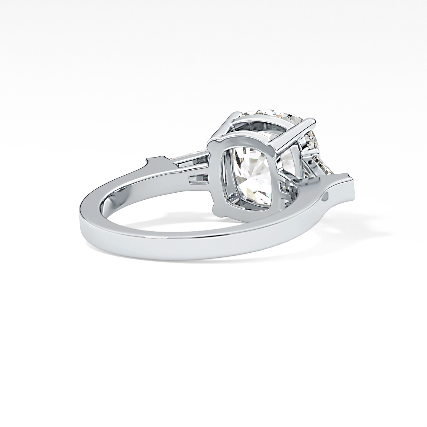 Cushion Three Stone  Lab Grown Diamond Engagement Ring
