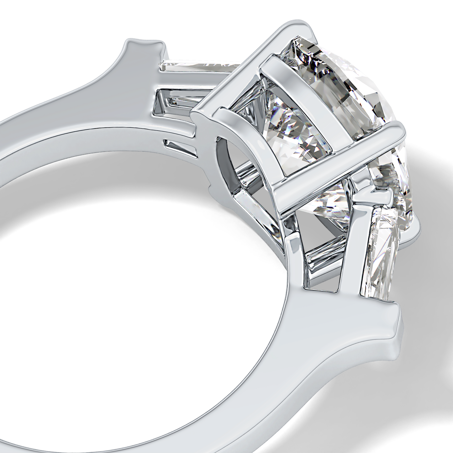 Cushion Three Stone  Lab Grown Diamond Engagement Ring