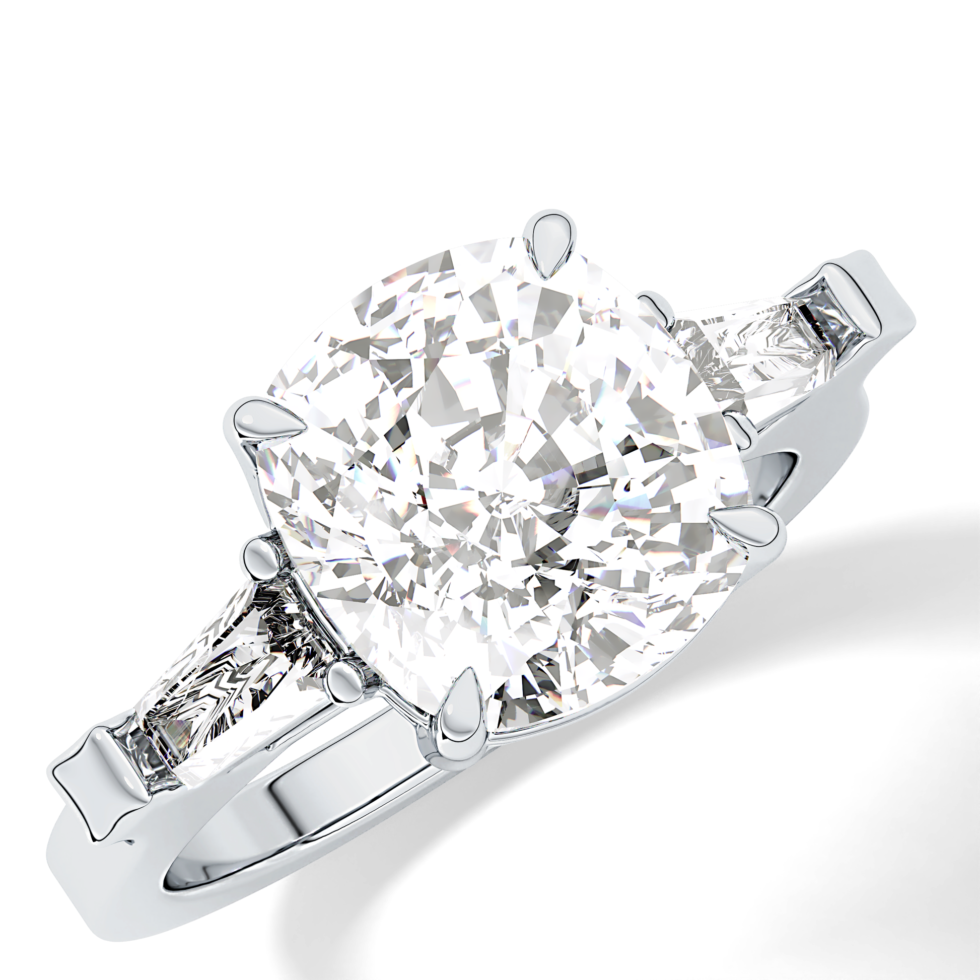 Cushion Three Stone  Lab Grown Diamond Engagement Ring