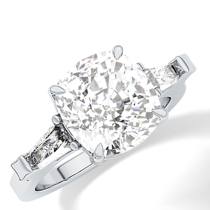 Cushion Three Stone  Lab Grown Diamond Engagement Ring