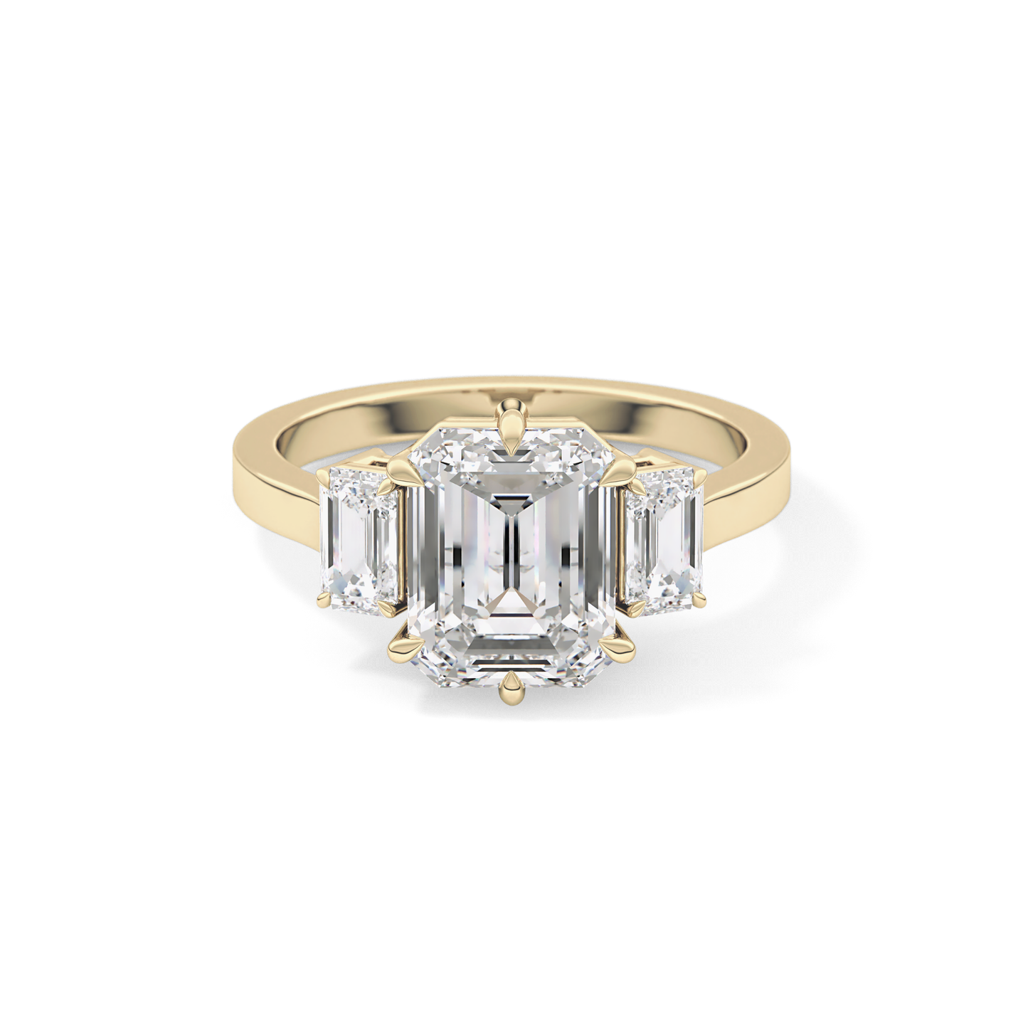 Emerald Three StoneLab Grown Diamond Engagement Ring