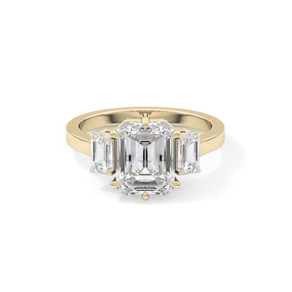 Emerald Three StoneLab Grown Diamond Engagement Ring