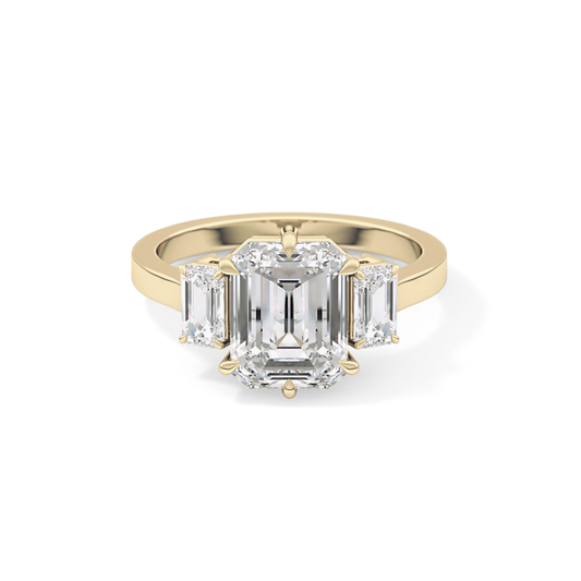Emerald Three StoneLab Grown Diamond Engagement Ring