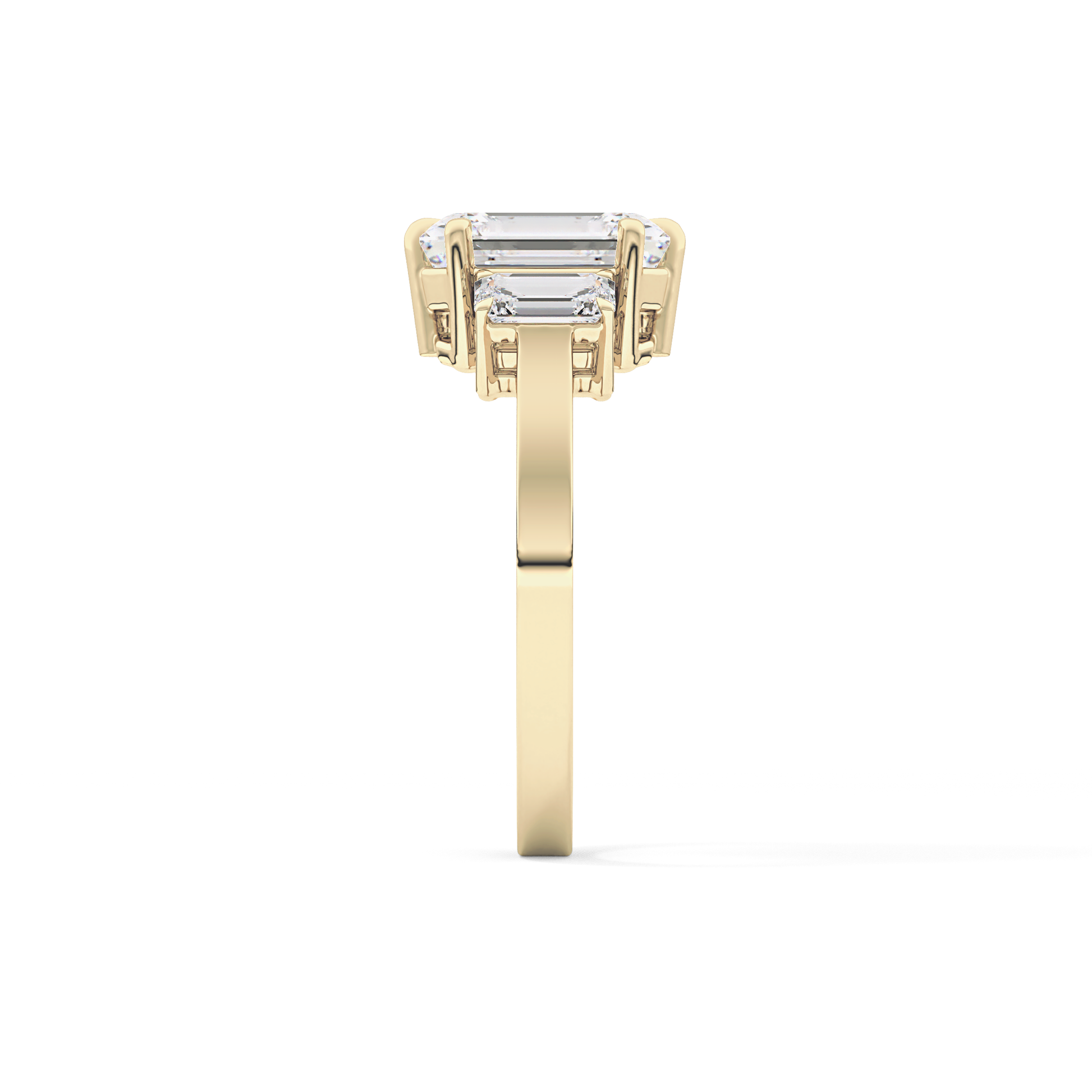 Emerald Three StoneLab Grown Diamond Engagement Ring