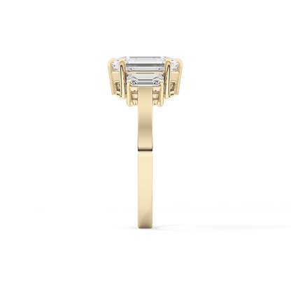 Emerald Three StoneLab Grown Diamond Engagement Ring