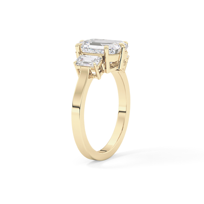 Emerald Three StoneLab Grown Diamond Engagement Ring