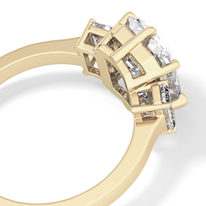 Emerald Three StoneLab Grown Diamond Engagement Ring