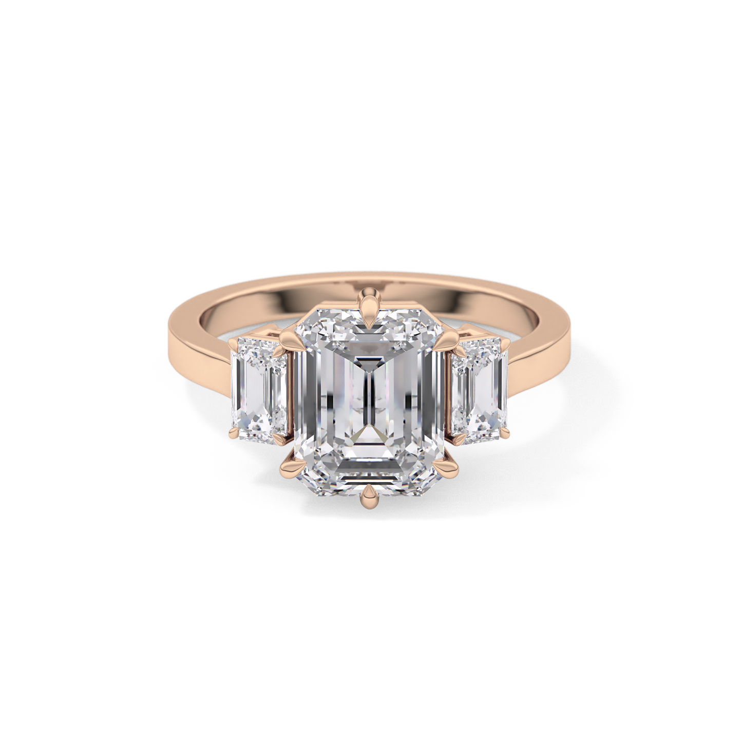 Emerald Three StoneLab Grown Diamond Engagement Ring