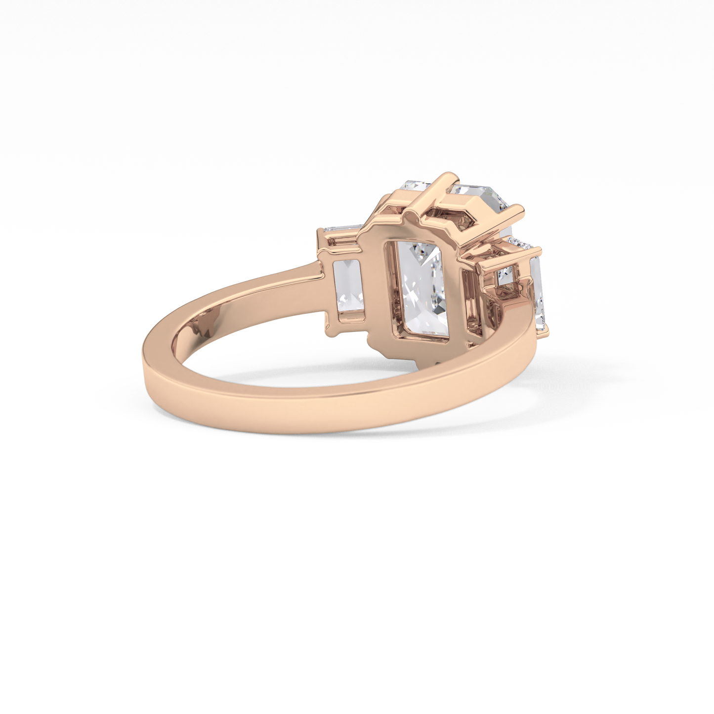 Emerald Three StoneLab Grown Diamond Engagement Ring