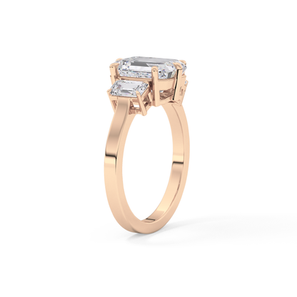 Emerald Three StoneLab Grown Diamond Engagement Ring