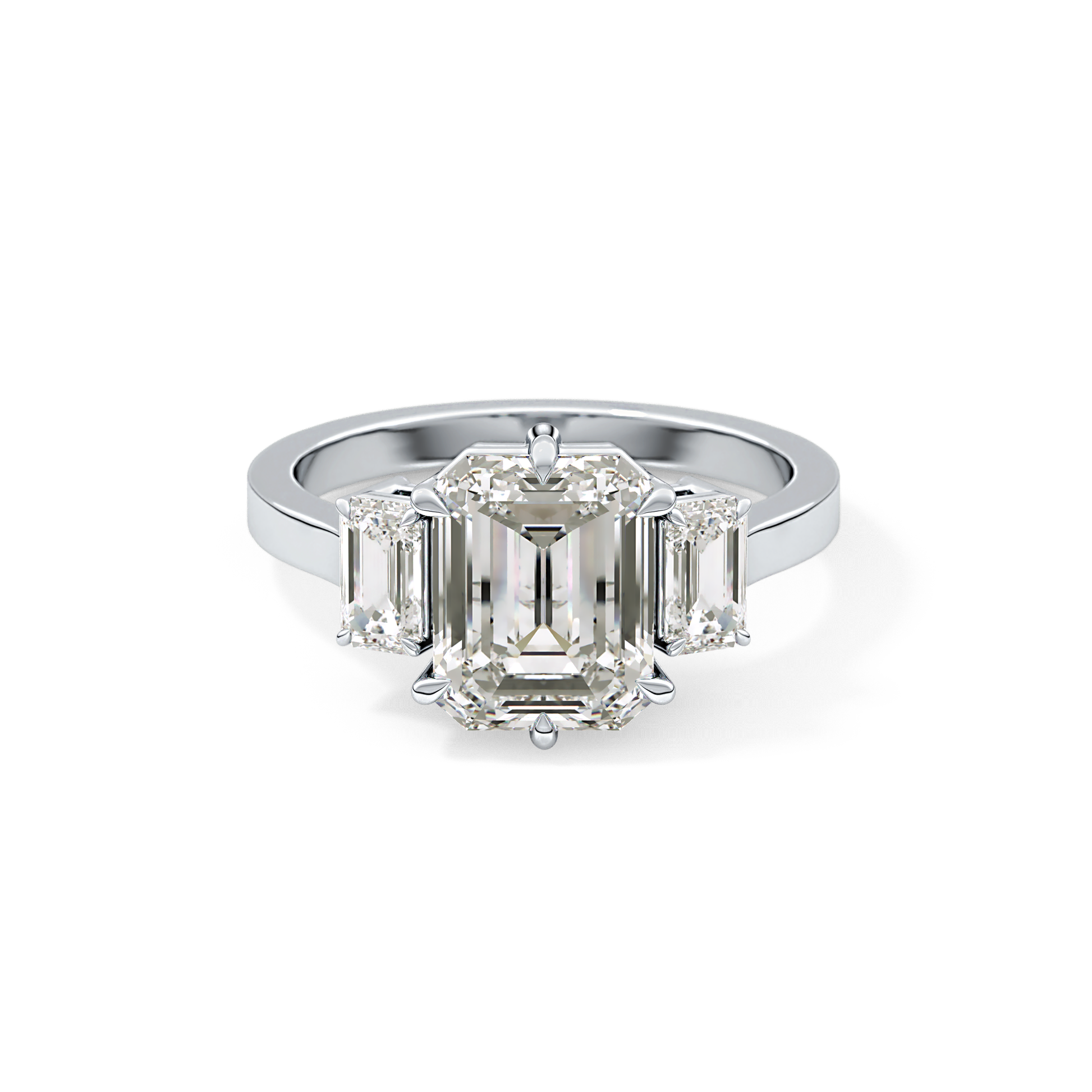 Emerald Three StoneLab Grown Diamond Engagement Ring