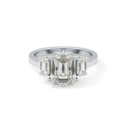 Emerald Three StoneLab Grown Diamond Engagement Ring