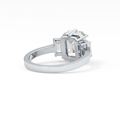 Emerald Three StoneLab Grown Diamond Engagement Ring