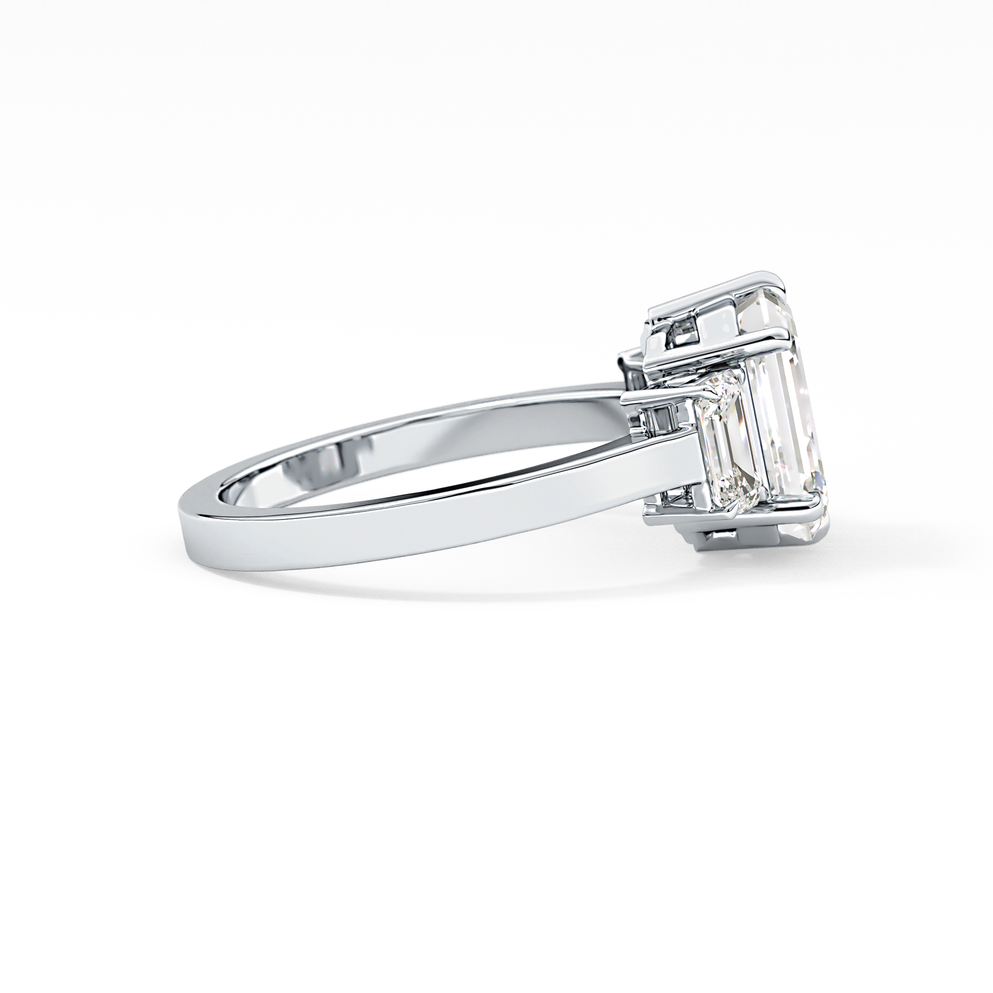 Emerald Three StoneLab Grown Diamond Engagement Ring