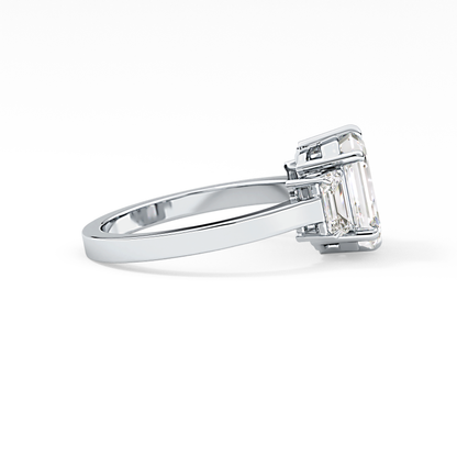 Emerald Three StoneLab Grown Diamond Engagement Ring