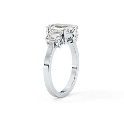 Emerald Three StoneLab Grown Diamond Engagement Ring