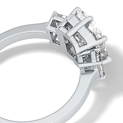 Emerald Three StoneLab Grown Diamond Engagement Ring