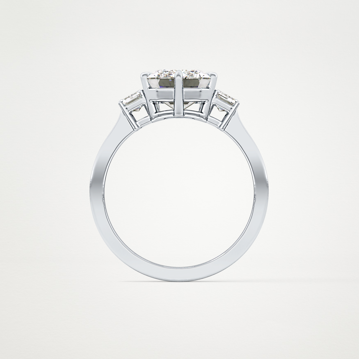 Emerald Three Stone Lab Grown Diamond Engagement Ring