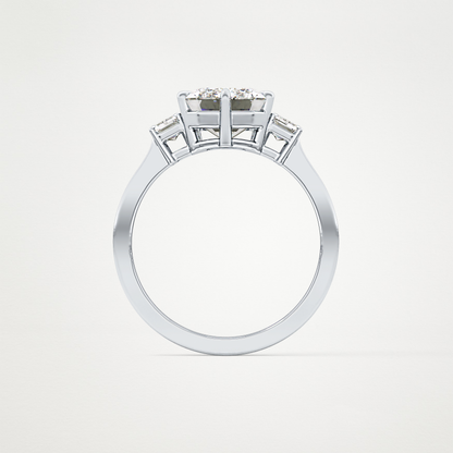 Emerald Three Stone Lab Grown Diamond Engagement Ring