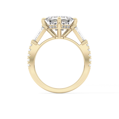 East West Asscher Cluster Lab Grown Diamond Engagement Ring