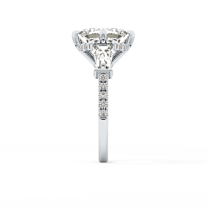 East West Asscher Cluster Lab Grown Diamond Engagement Ring