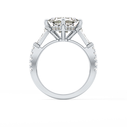 East West Asscher Cluster Lab Grown Diamond Engagement Ring