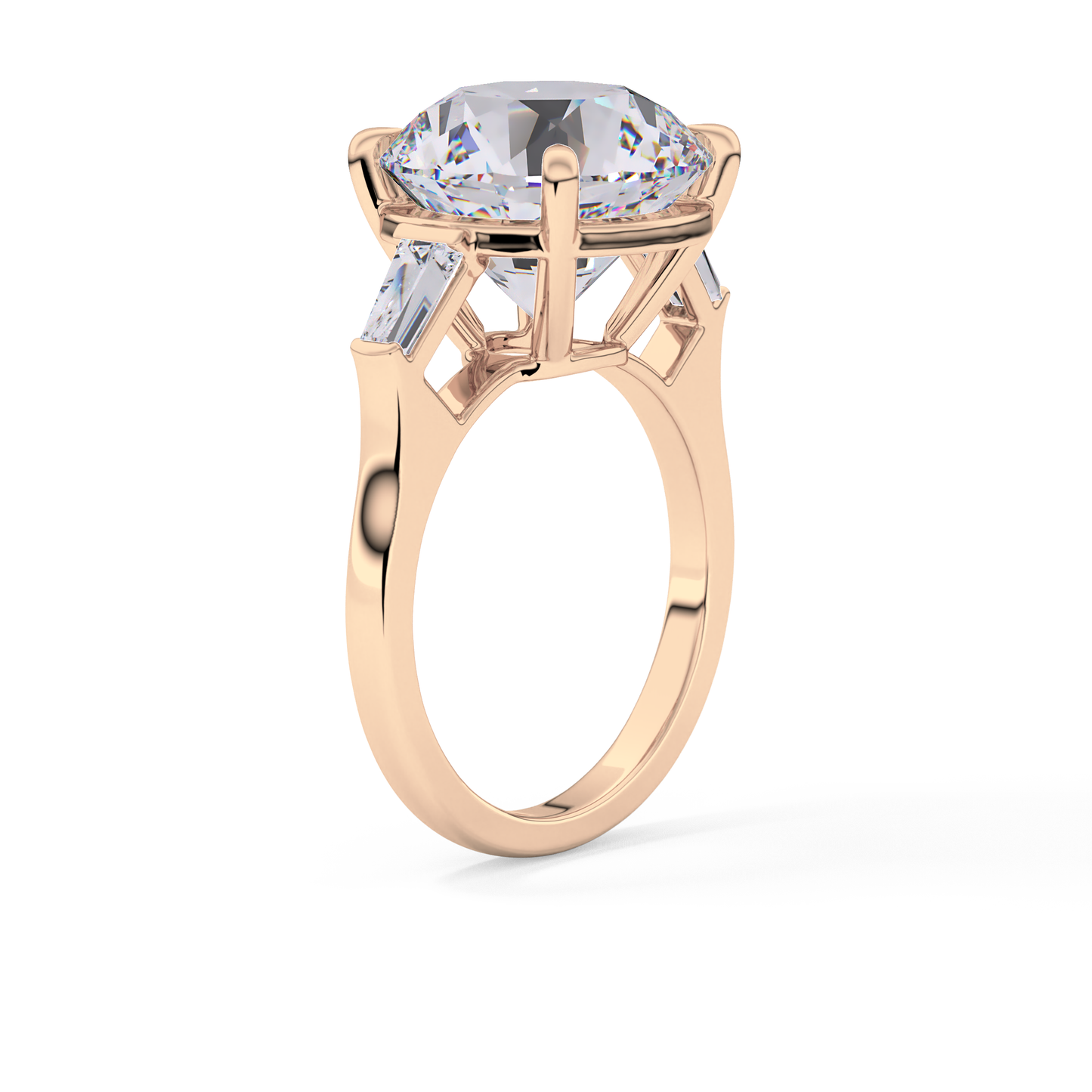 Round Three Stone Lab Grown Diamond Engagement Ring