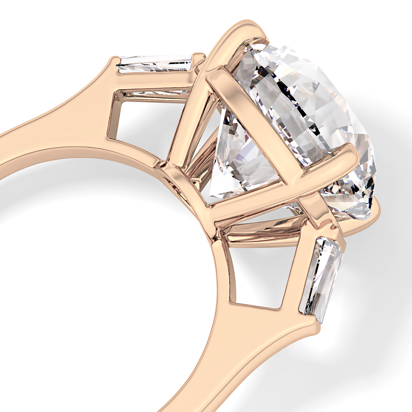 Round Three Stone Lab Grown Diamond Engagement Ring