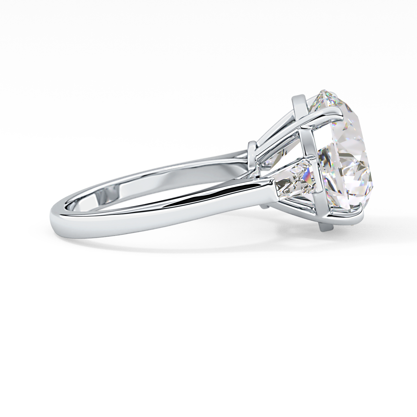 Round Three Stone Lab Grown Diamond Engagement Ring