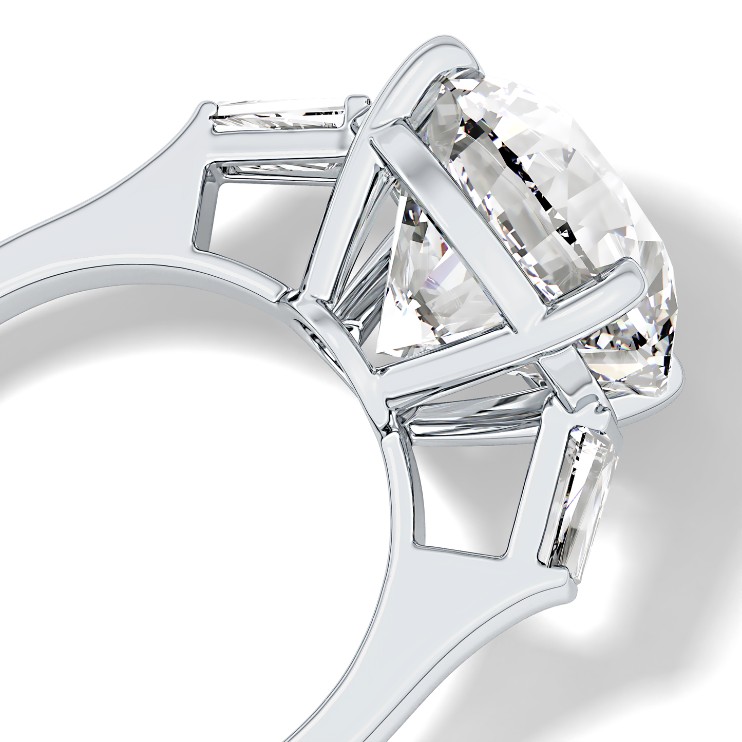 Round Three Stone Lab Grown Diamond Engagement Ring