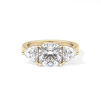 Cushion Three Stone Lab Grown Diamond Engagement Ring