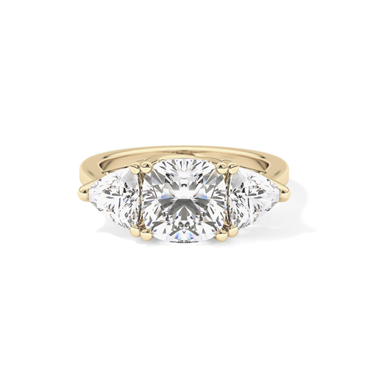 Cushion Three Stone Lab Grown Diamond Engagement Ring
