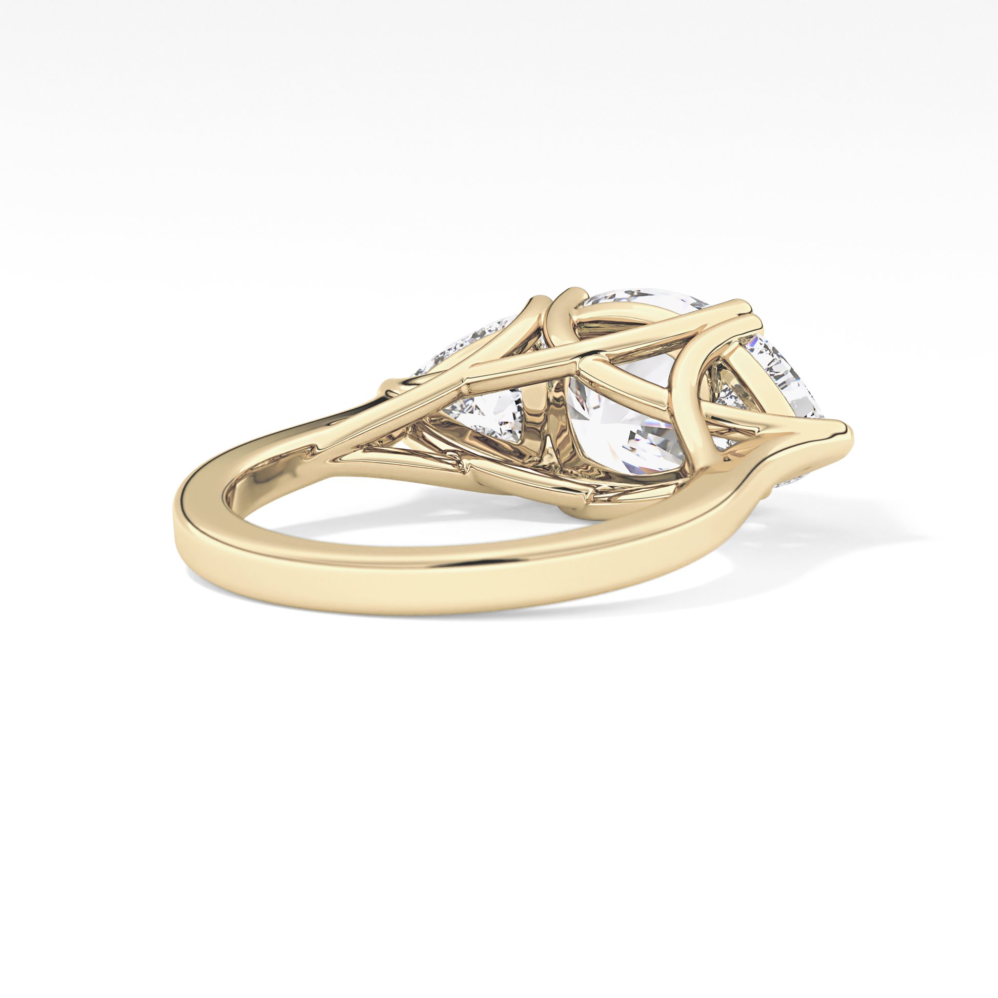 Cushion Three Stone Lab Grown Diamond Engagement Ring