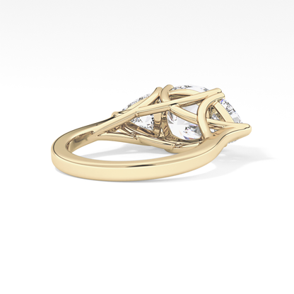 Cushion Three Stone Lab Grown Diamond Engagement Ring